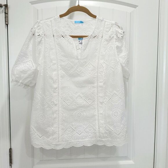 J McLaughlin Joanie Eyelet Blouse size M, NWT - Picture 1 of 9
